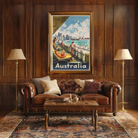 Idyllic Mid-20th-Century Australian Beach Travel Poster PosterGoat