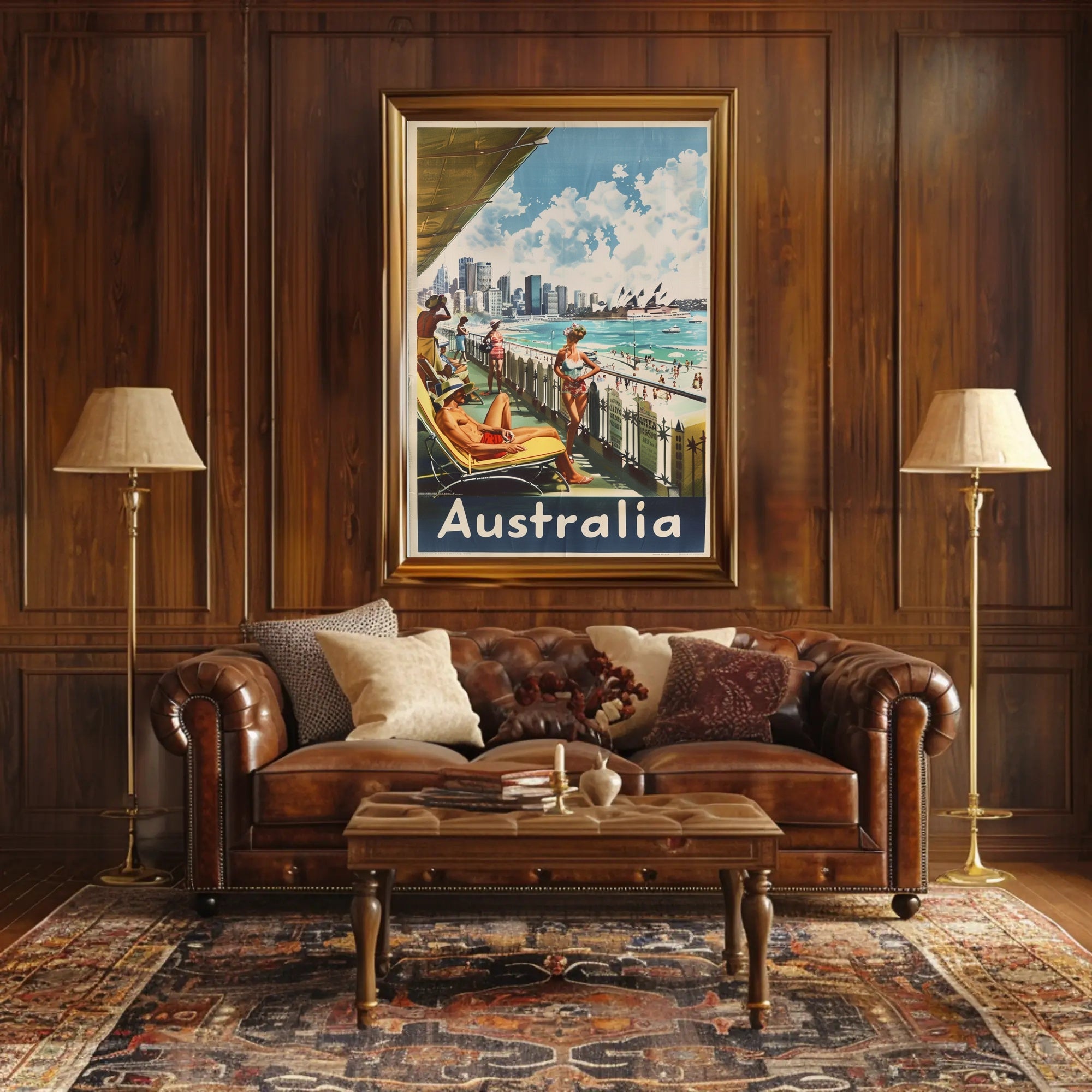 Idyllic Mid-20th-Century Australian Beach Travel Poster PosterGoat