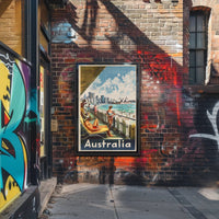 Idyllic Mid-20th-Century Australian Beach Travel Poster PosterGoat