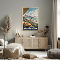 Idyllic Mid-20th-Century Australian Beach Travel Poster PosterGoat
