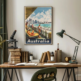 Idyllic Mid-20th-Century Australian Beach Travel Poster PosterGoat