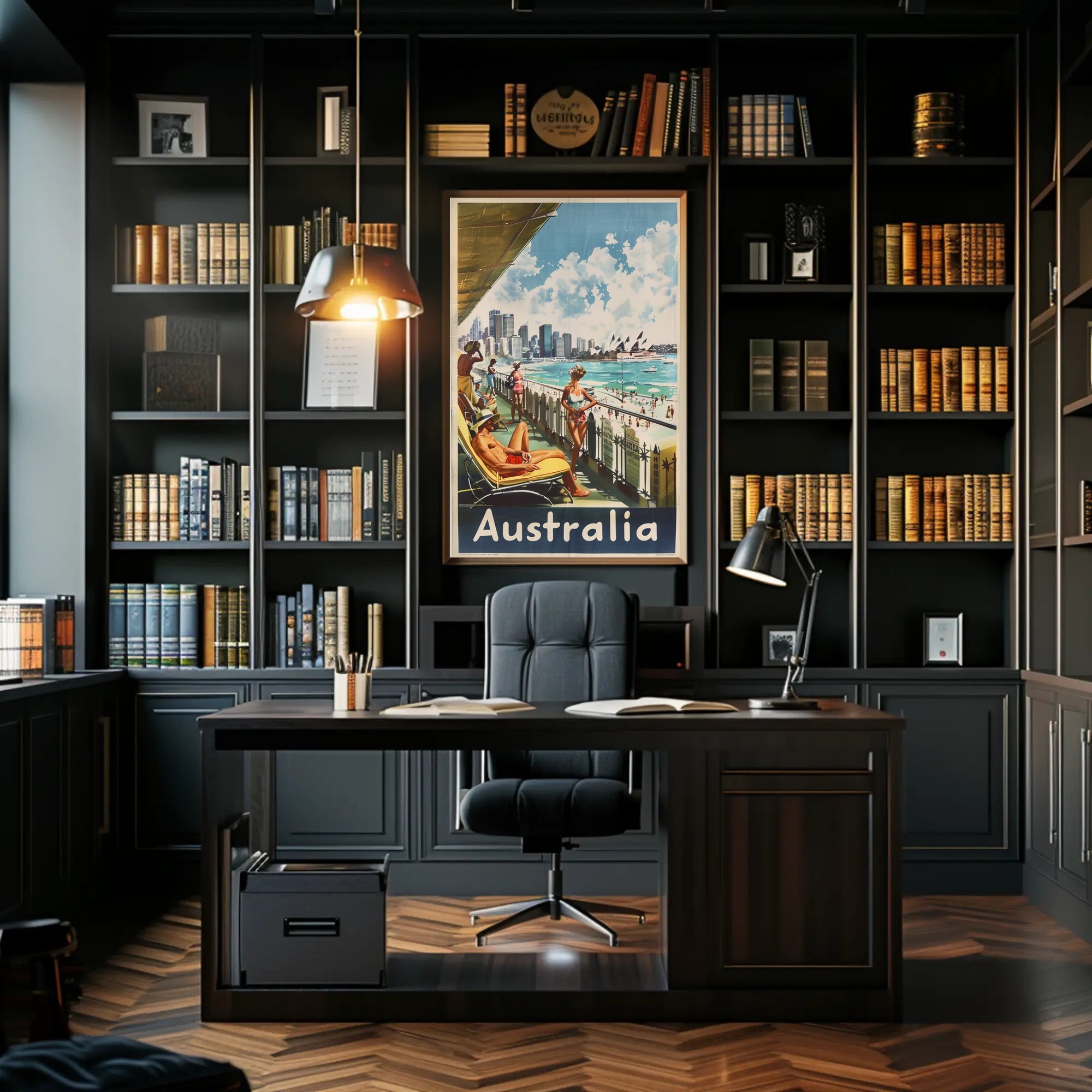 Idyllic Mid-20th-Century Australian Beach Travel Poster PosterGoat
