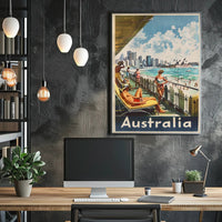 Idyllic Mid-20th-Century Australian Beach Travel Poster PosterGoat