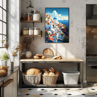 Idyllic Santorini Coastal Scene Art Print Travel Poster PosterGoat