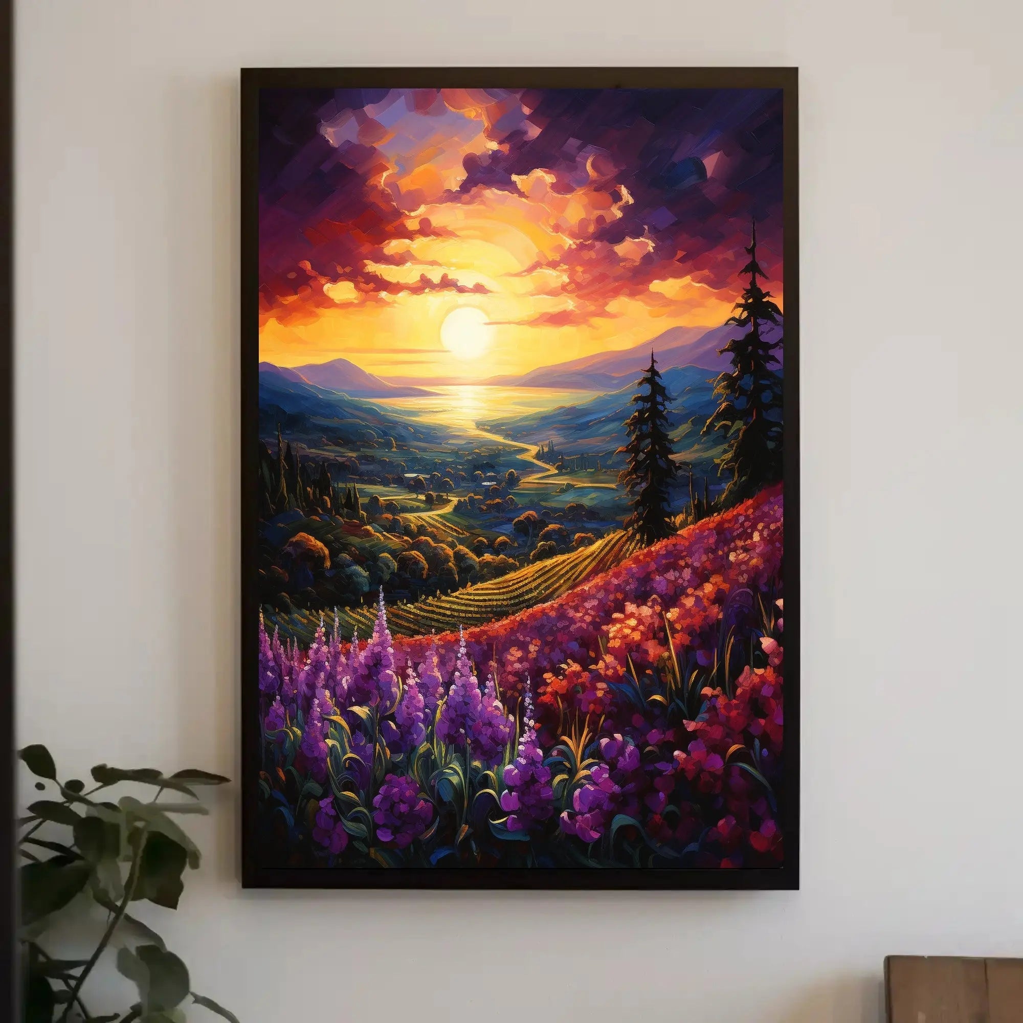 Idyllic Sunset Landscape in Artistic Poster Category PosterGoat