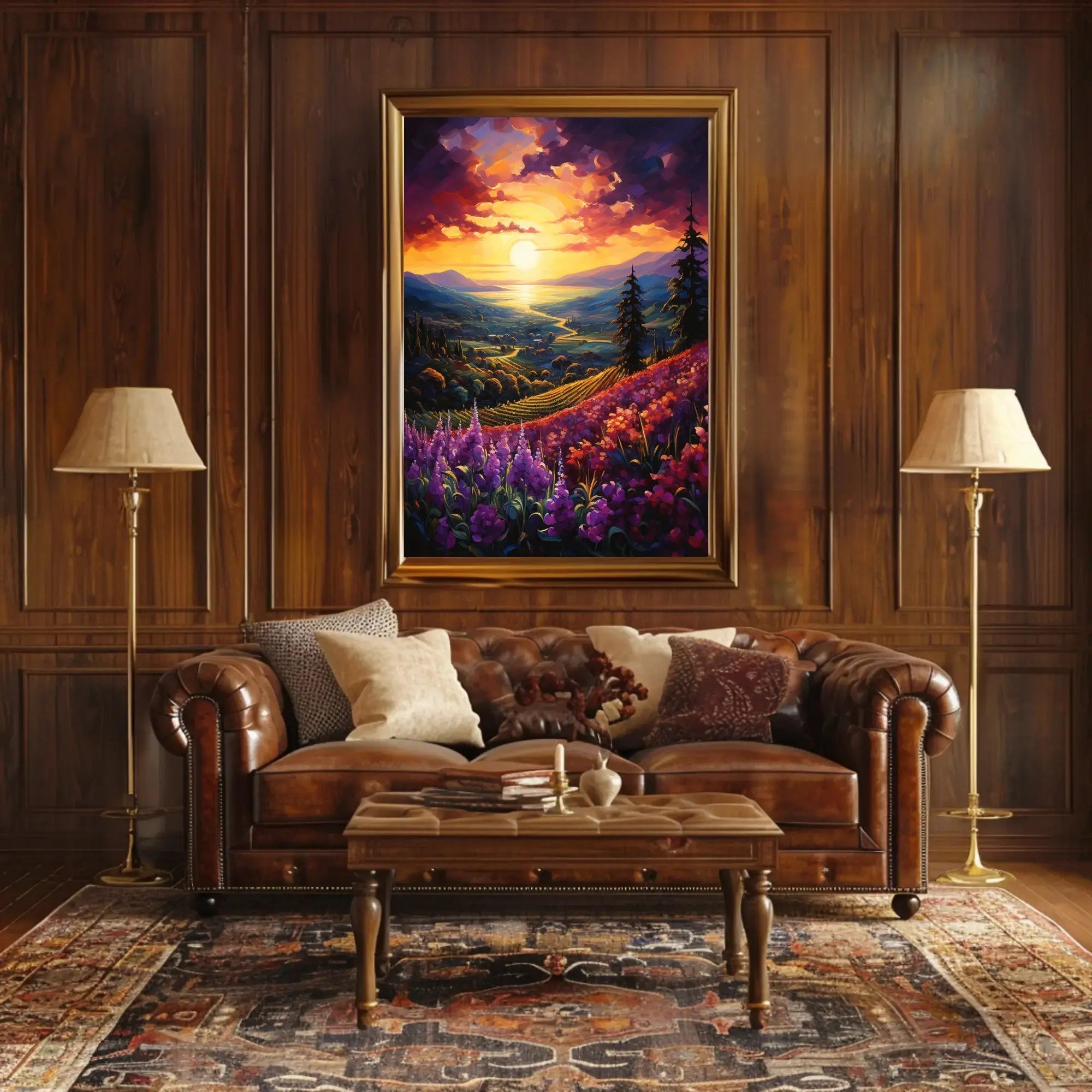 Idyllic Sunset Landscape in Artistic Poster Category PosterGoat