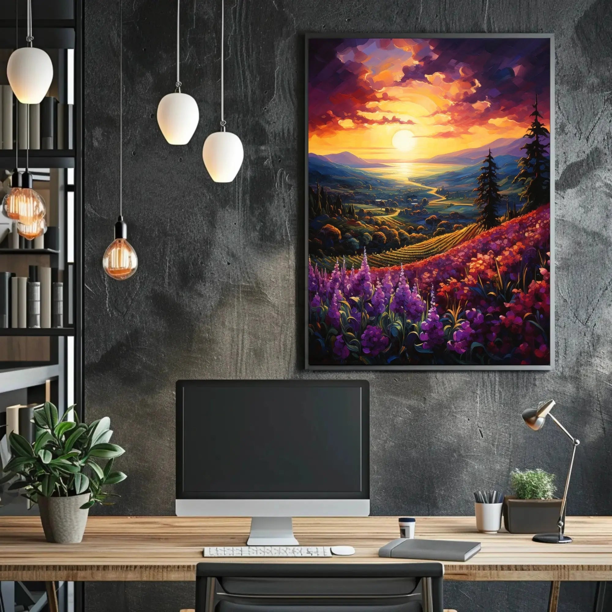 Idyllic Sunset Landscape in Artistic Poster Category PosterGoat