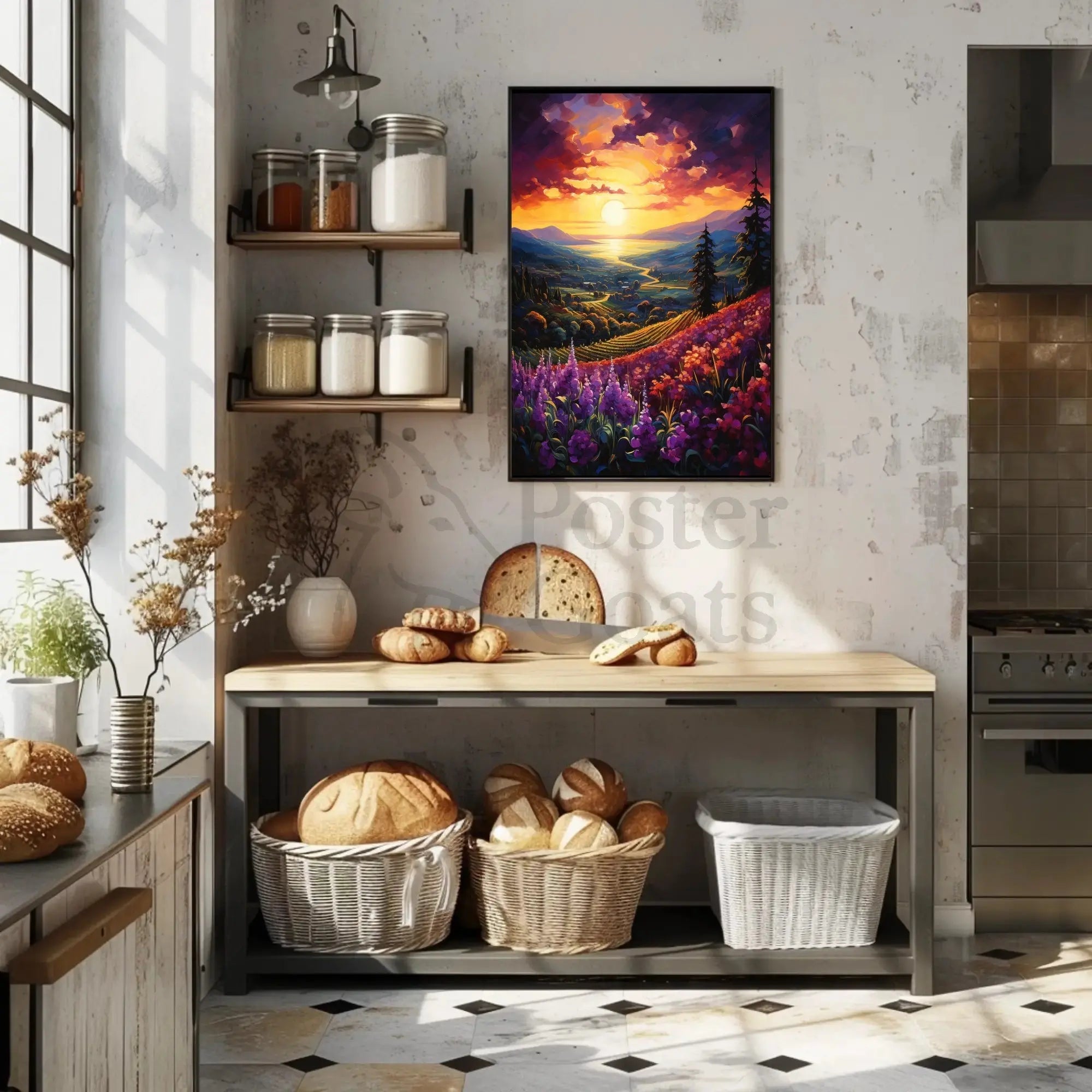 Idyllic Sunset Landscape in Artistic Poster Category PosterGoat