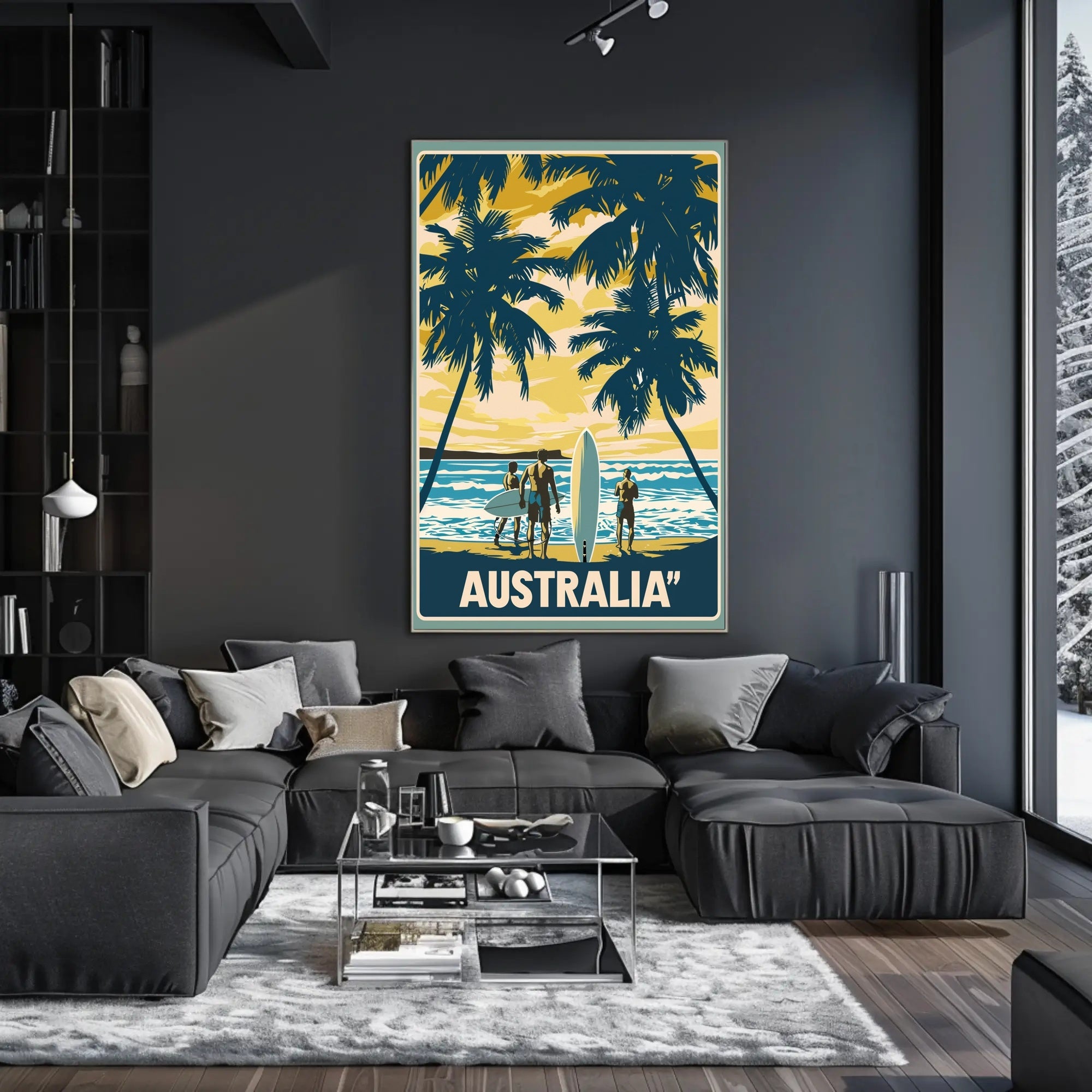 Idyllic Vintage Beach Scene with Surfboards Travel Poster PosterGoat