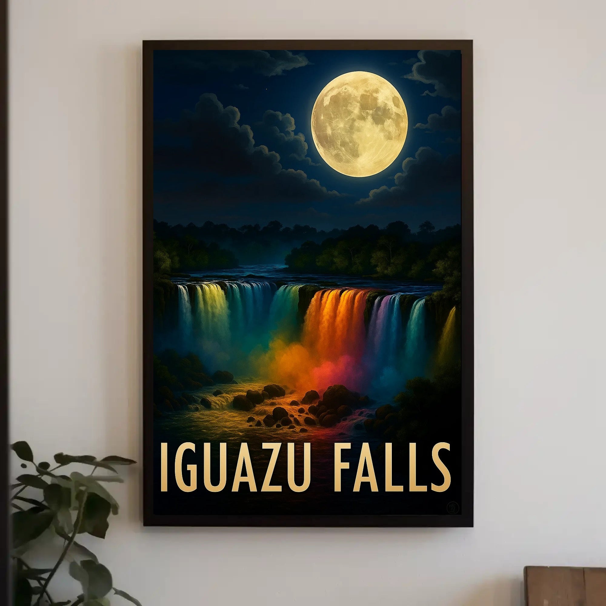Iguazu Falls Moonlit Serenity Travel Poster PosterGoat