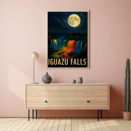 Iguazu Falls Moonlit Serenity Travel Poster PosterGoat