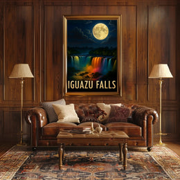 Iguazu Falls Moonlit Serenity Travel Poster PosterGoat