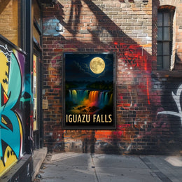 Iguazu Falls Moonlit Serenity Travel Poster PosterGoat
