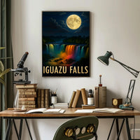 Iguazu Falls Moonlit Serenity Travel Poster PosterGoat