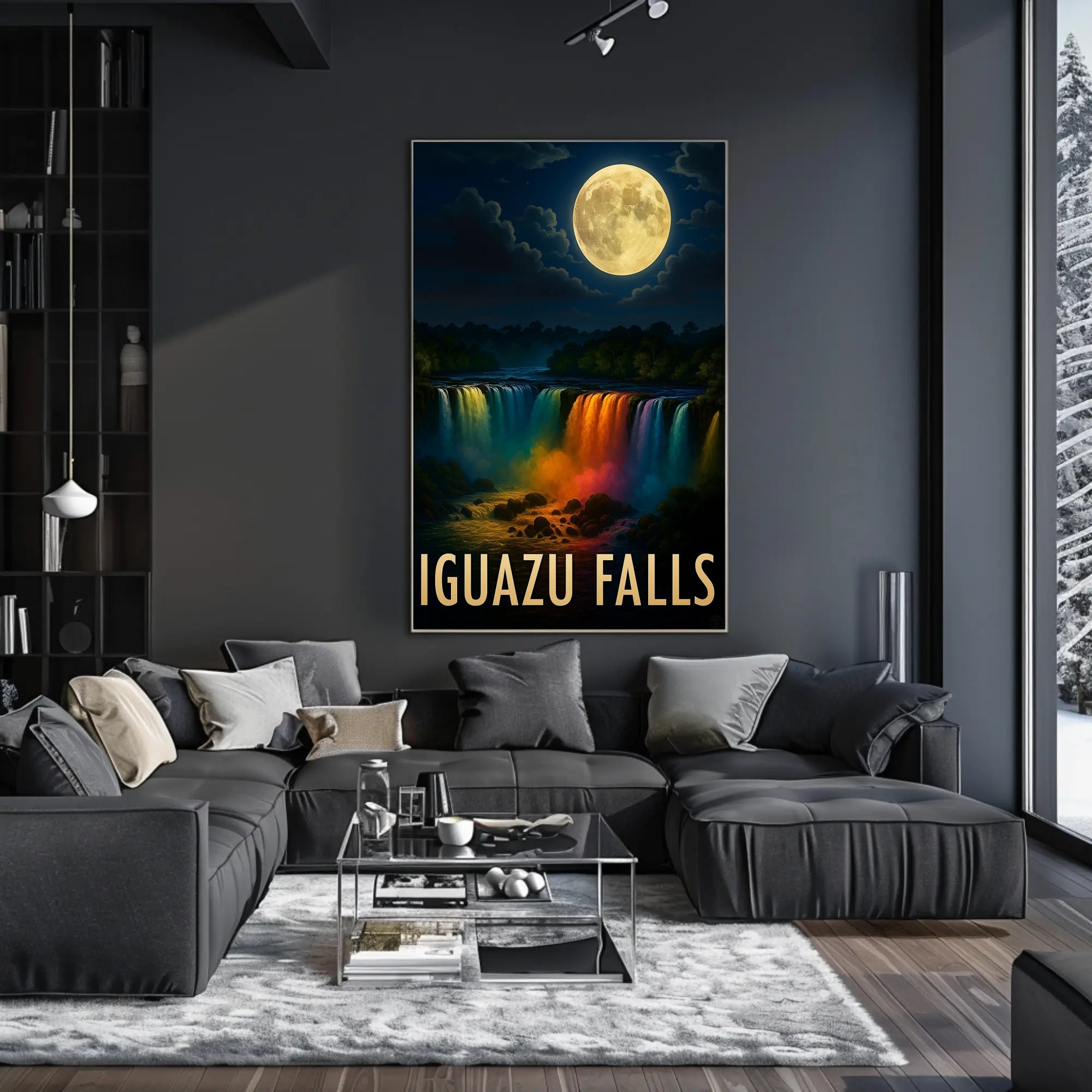 Iguazu Falls Moonlit Serenity Travel Poster PosterGoat
