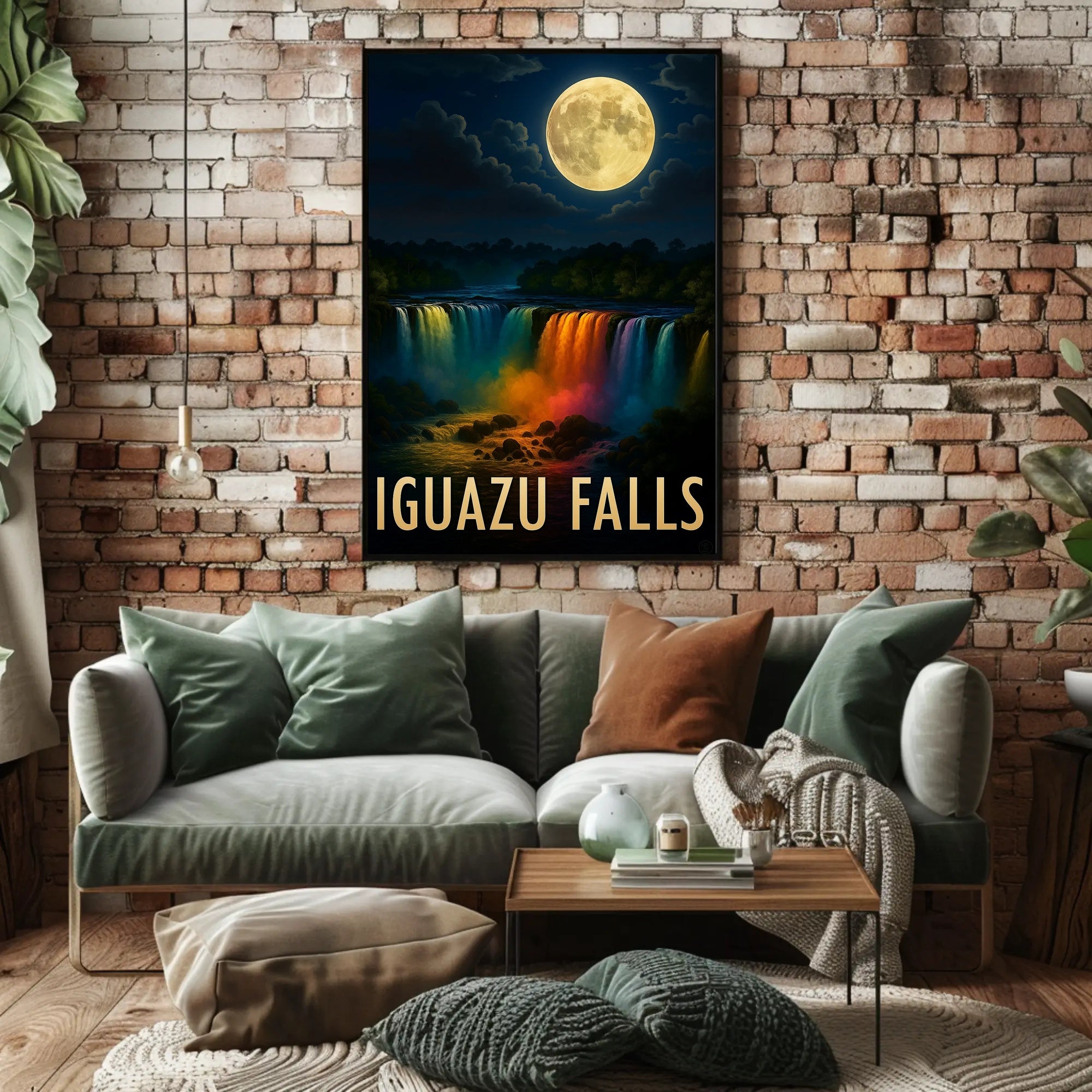 Iguazu Falls Moonlit Serenity Travel Poster PosterGoat