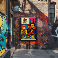 Illinois Icons Vintage Poster PosterGoat
