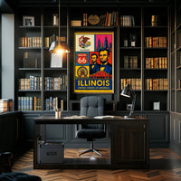 Illinois Icons Vintage Poster PosterGoat