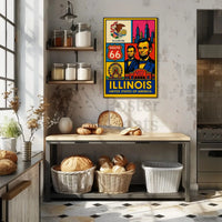 Illinois Icons Vintage Poster PosterGoat