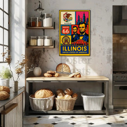 Illinois Icons Vintage Poster PosterGoat
