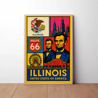 Illinois Icons Vintage Poster PosterGoat