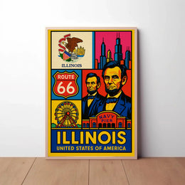 Illinois Icons Vintage Poster PosterGoat