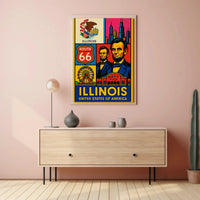 Illinois Icons Vintage Poster PosterGoat