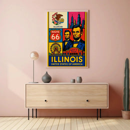 Illinois Icons Vintage Poster PosterGoat