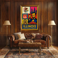 Illinois Icons Vintage Poster PosterGoat