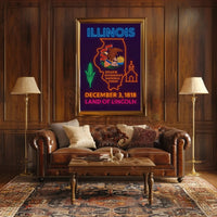 Illinois Neon Glow State Pride Cultural Heritage Poster PosterGoat