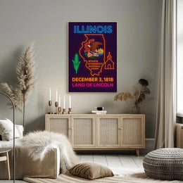 Illinois Neon Glow State Pride Cultural Heritage Poster PosterGoat