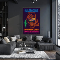 Illinois Neon Glow State Pride Cultural Heritage Poster PosterGoat