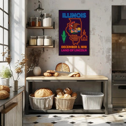 Illinois Neon Glow State Pride Cultural Heritage Poster PosterGoat