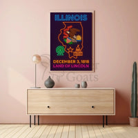 Illinois Neon Landmarks Poster: Cultural or Heritage Poster PosterGoat