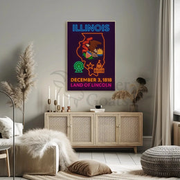 Illinois Neon Landmarks Poster: Cultural or Heritage Poster PosterGoat