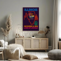 Illinois Neon Statehood Celebration Poster - Historical or Presidential Poster PosterGoat