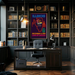 Illinois Neon Statehood Celebration Poster - Historical or Presidential Poster PosterGoat