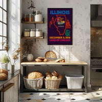Illinois Neon Statehood Celebration Poster - Historical or Presidential Poster PosterGoat
