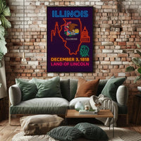 Illinois Neon Statehood Celebration Poster - Historical or Presidential Poster PosterGoat