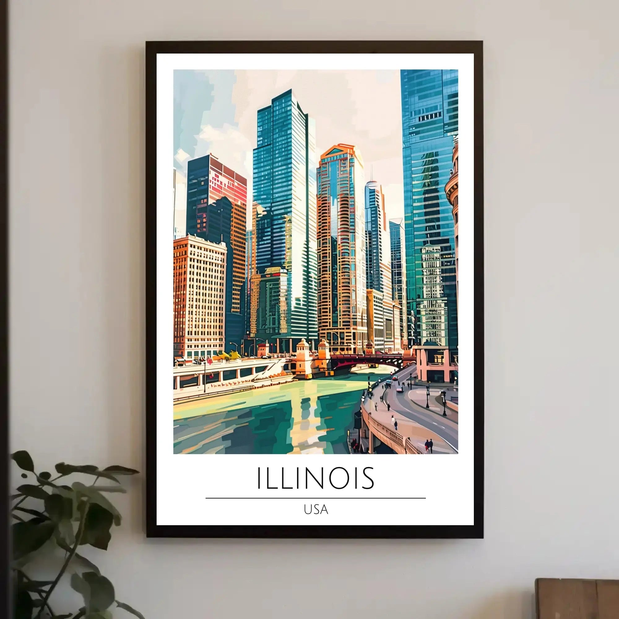 Illinois Urban Skyline Art Print for Travel Poster PosterGoat