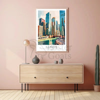 Illinois Urban Skyline Art Print for Travel Poster PosterGoat