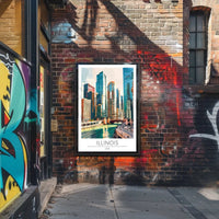 Illinois Urban Skyline Art Print for Travel Poster PosterGoat