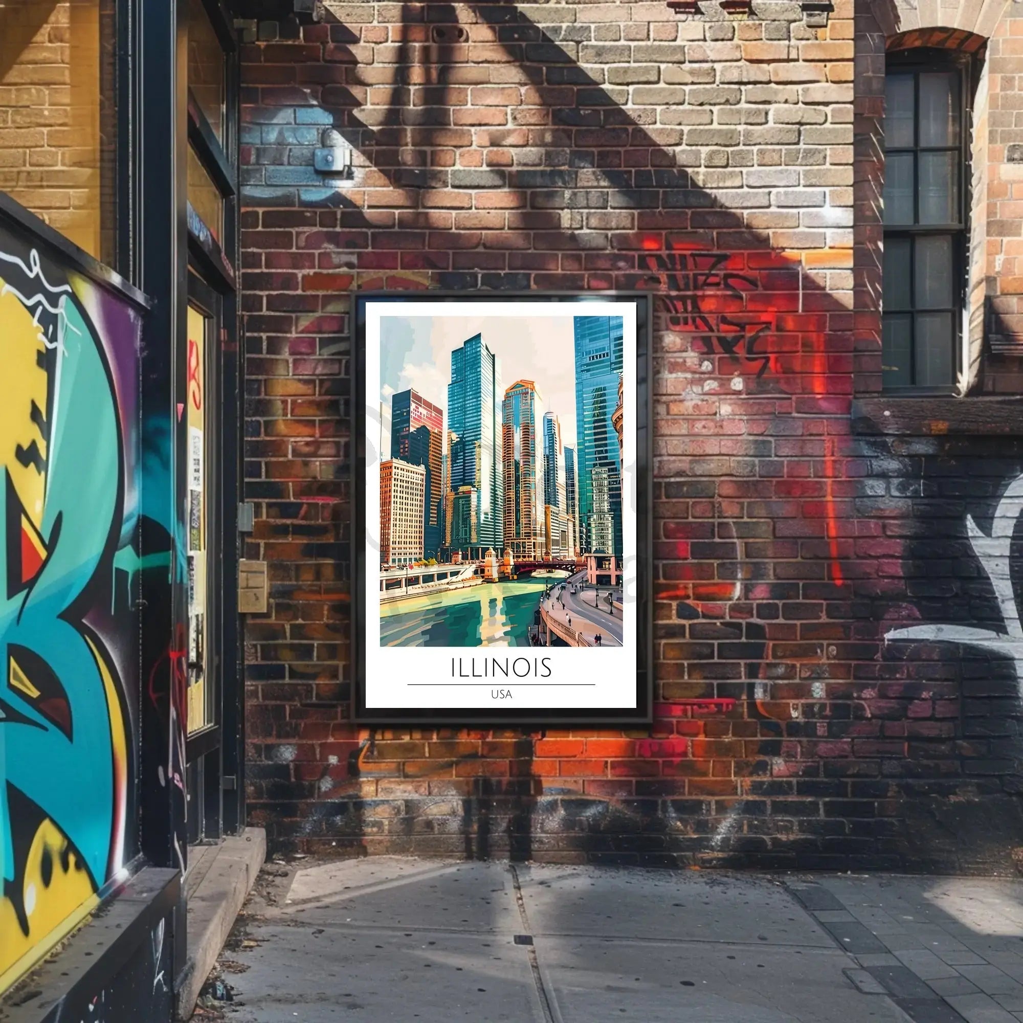 Illinois Urban Skyline Art Print for Travel Poster PosterGoat
