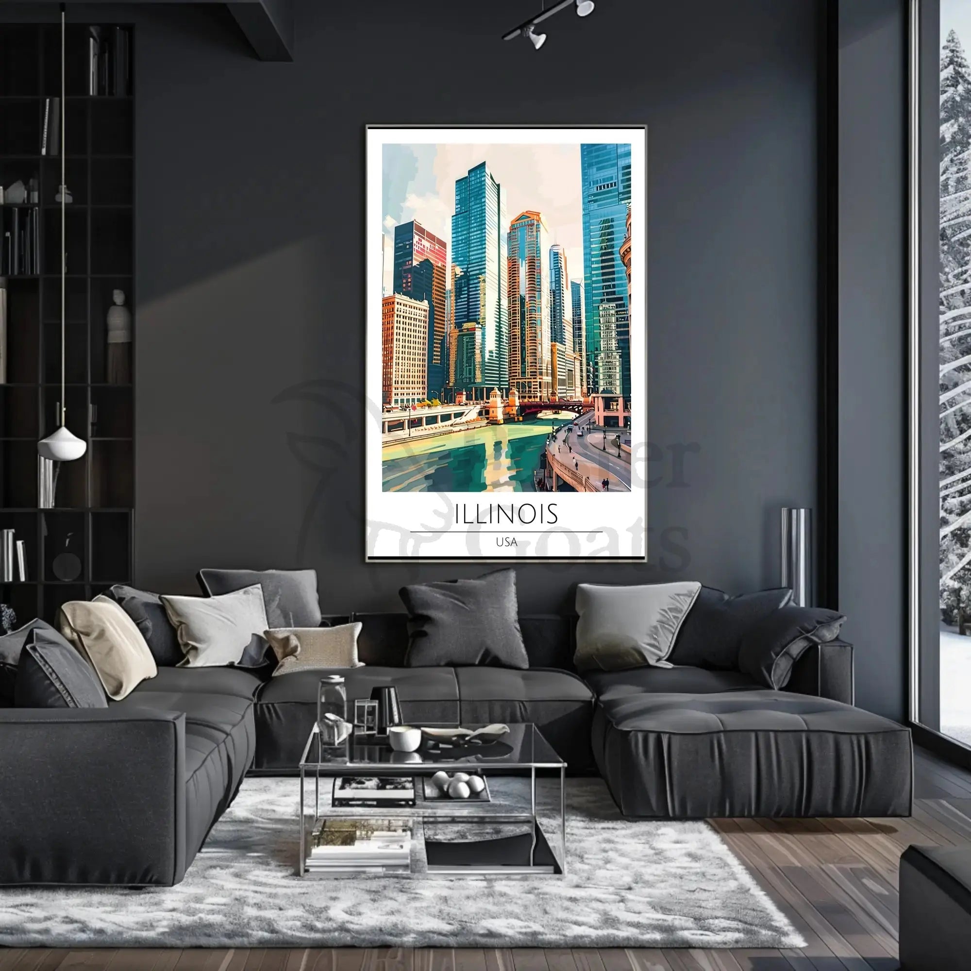 Illinois Urban Skyline Art Print for Travel Poster PosterGoat