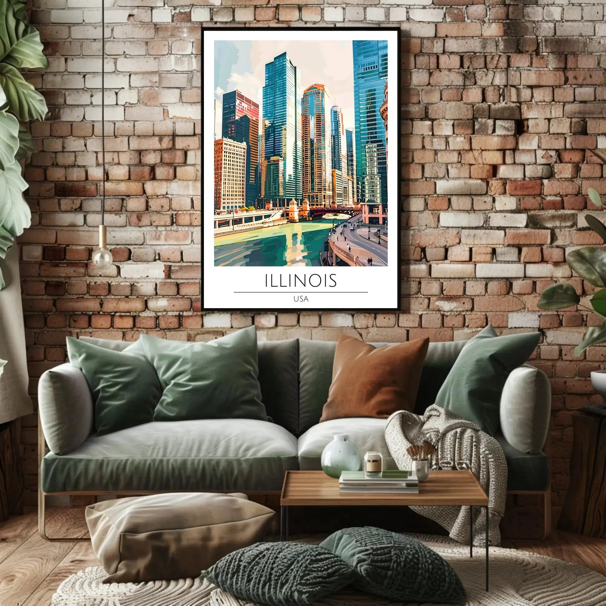 Illinois Urban Skyline Art Print for Travel Poster PosterGoat