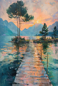 Impressionist Sunrise Serenity Landscape Artistic Poster PosterGoat