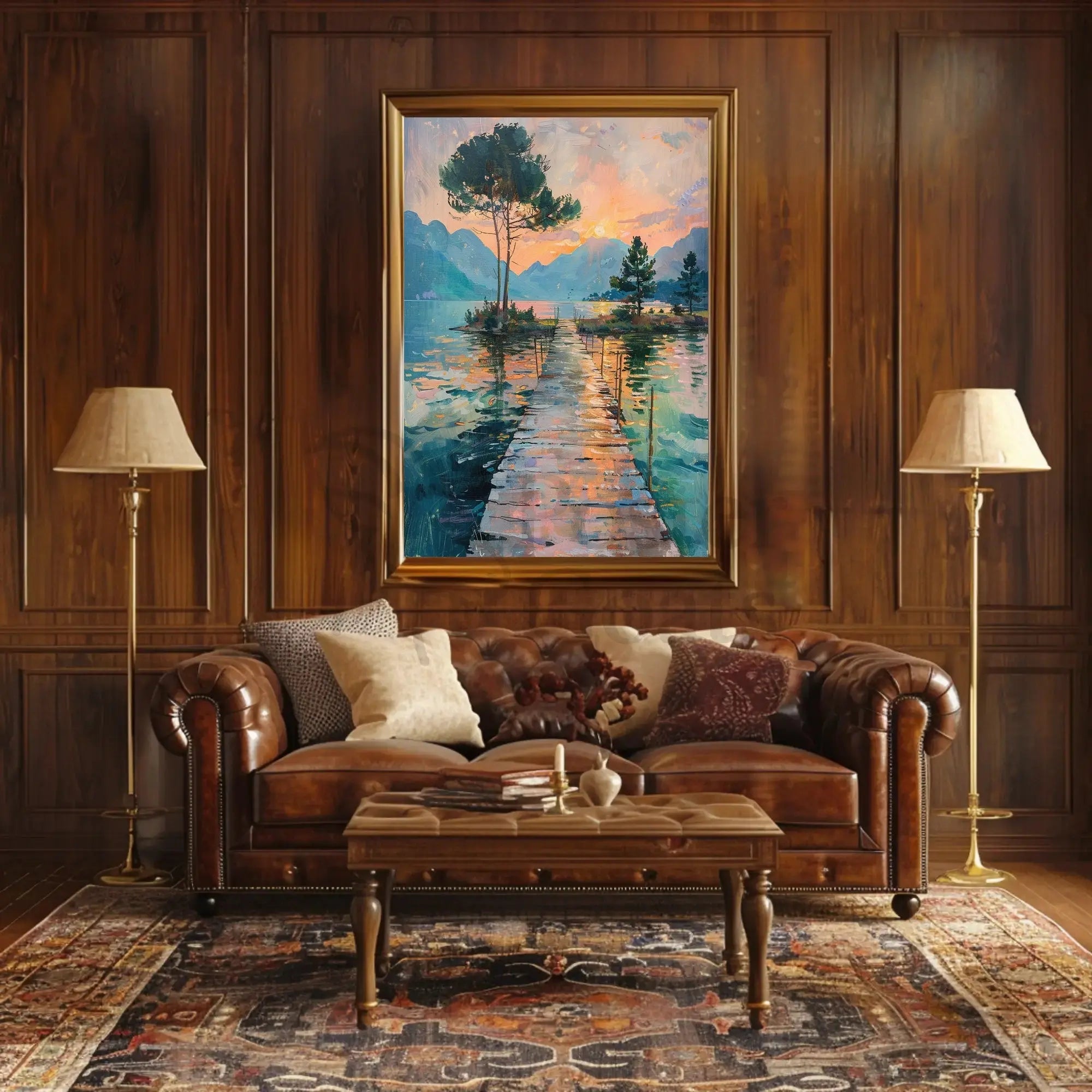 Impressionist Sunrise Serenity Landscape Artistic Poster PosterGoat