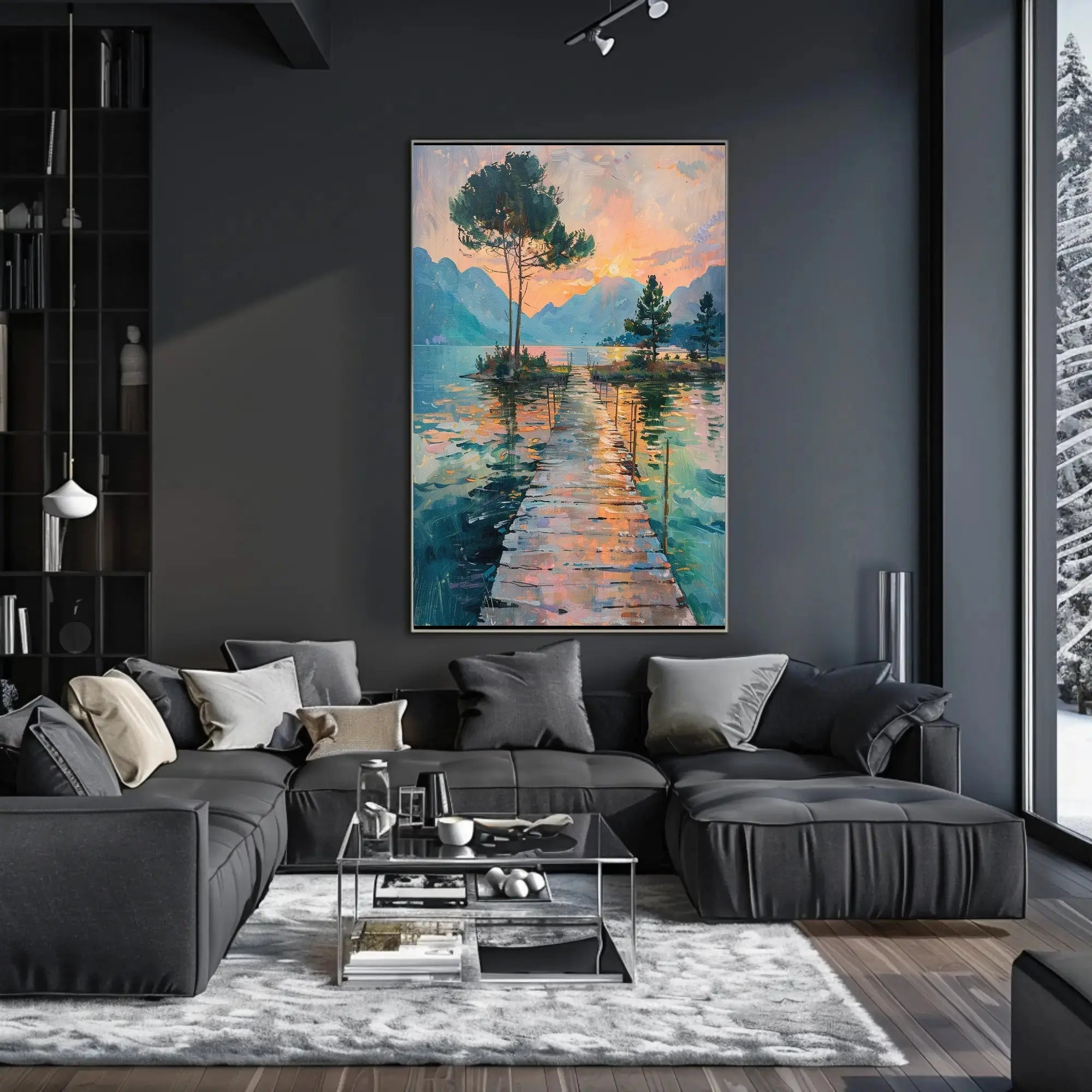 Impressionist Sunrise Serenity Landscape Artistic Poster PosterGoat