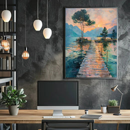 Impressionist Sunrise Serenity Landscape Artistic Poster PosterGoat