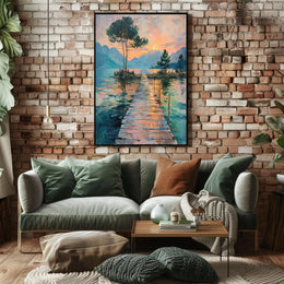 Impressionist Sunrise Serenity Landscape Artistic Poster PosterGoat